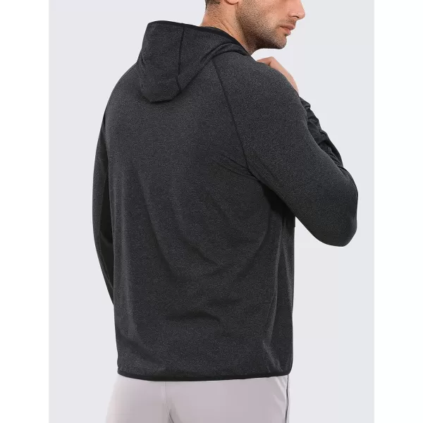 CRZ YOGA Mens Brushed Comfy Zip Up Hoodie Lightweight Athletic Running Jackets Workout Long Sleeve SweatshirtsBlack Heather