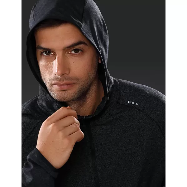 CRZ YOGA Mens Brushed Comfy Zip Up Hoodie Lightweight Athletic Running Jackets Workout Long Sleeve SweatshirtsBlack Heather