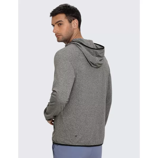 CRZ YOGA Mens Brushed Comfy Zip Up Hoodie Lightweight Athletic Running Jackets Workout Long Sleeve SweatshirtsGrey Heather