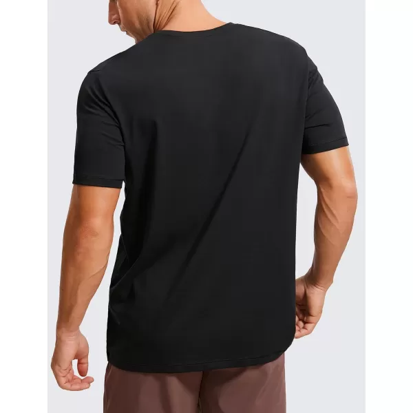 CRZ YOGA Mens Cotton Polyester Short Sleeve TShirt Classic Fit Casual Workout Tops Soft Premium TeeBlack