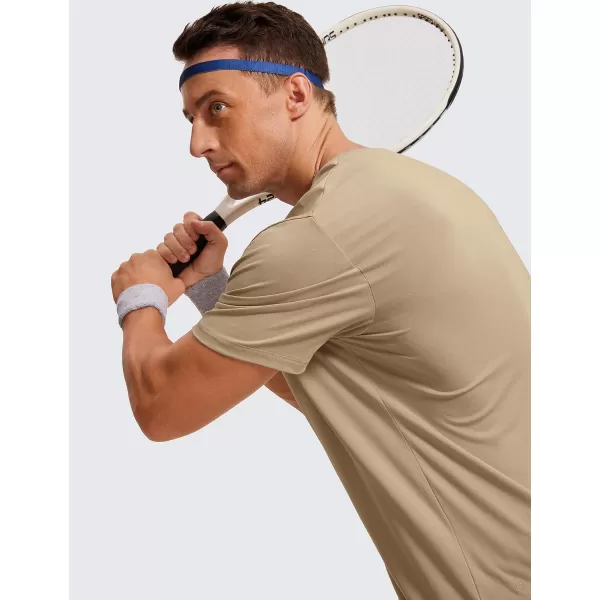 CRZ YOGA Mens Cotton Polyester Short Sleeve TShirt Classic Fit Casual Workout Tops Soft Premium TeeCalifornia Sand