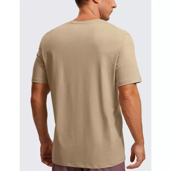 CRZ YOGA Mens Cotton Polyester Short Sleeve TShirt Classic Fit Casual Workout Tops Soft Premium TeeCalifornia Sand