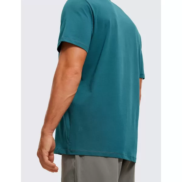 CRZ YOGA Mens Cotton Polyester Short Sleeve TShirt Classic Fit Casual Workout Tops Soft Premium TeeGreen Jade