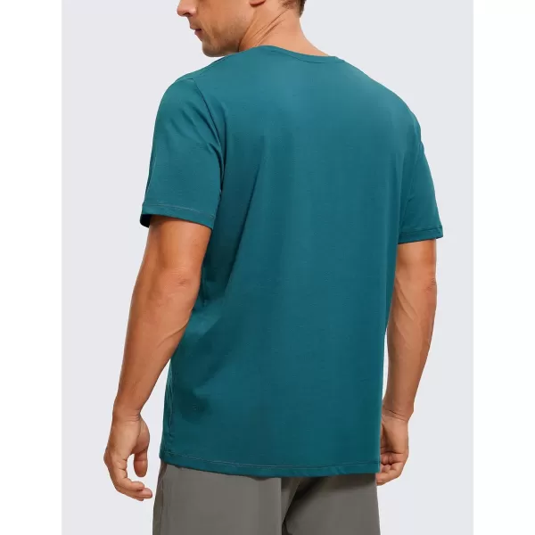 CRZ YOGA Mens Cotton Polyester Short Sleeve TShirt Classic Fit Casual Workout Tops Soft Premium TeeGreen Jade