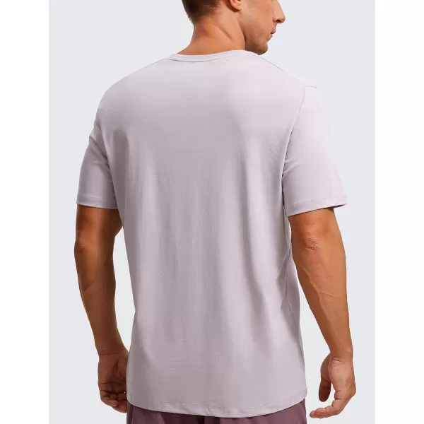 CRZ YOGA Mens Cotton Polyester Short Sleeve TShirt Classic Fit Casual Workout Tops Soft Premium TeeIced Iris