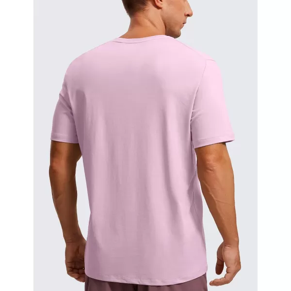 CRZ YOGA Mens Cotton Polyester Short Sleeve TShirt Classic Fit Casual Workout Tops Soft Premium TeePink Peony