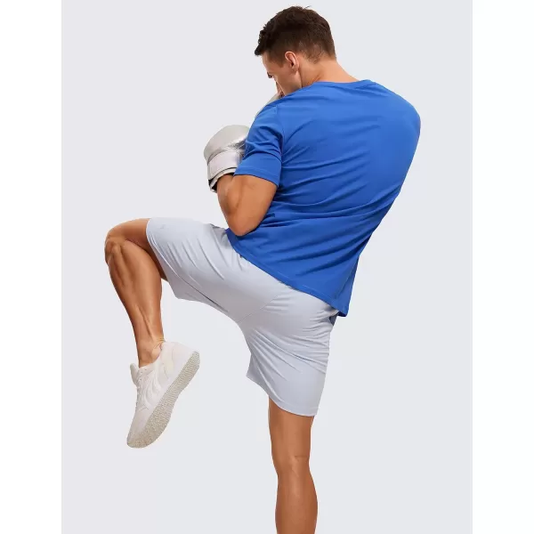 CRZ YOGA Mens Cotton Polyester Short Sleeve TShirt Classic Fit Casual Workout Tops Soft Premium TeeStrong Blue