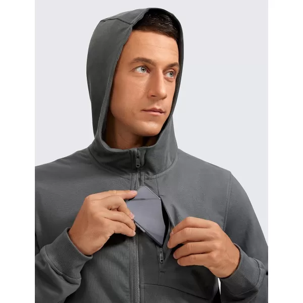 CRZ YOGA Mens Cotton Zipup Hoodie Thick Terry Essentials Athletic Casual Hoodies Zip Hooded Jackets Sweatshirt with PocketsAnthracite