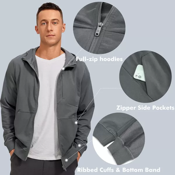 CRZ YOGA Mens Cotton Zipup Hoodie Thick Terry Essentials Athletic Casual Hoodies Zip Hooded Jackets Sweatshirt with PocketsAnthracite