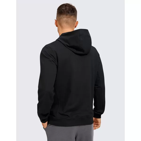 CRZ YOGA Mens Cotton Zipup Hoodie Thick Terry Essentials Athletic Casual Hoodies Zip Hooded Jackets Sweatshirt with PocketsBlack