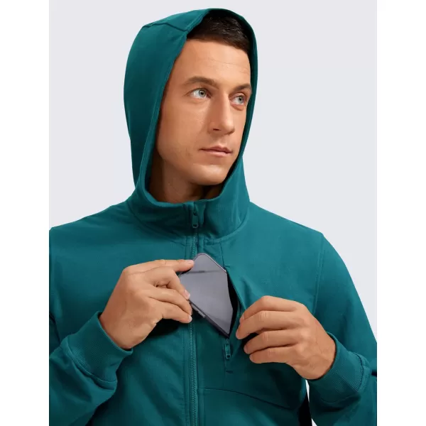 CRZ YOGA Mens Cotton Zipup Hoodie Thick Terry Essentials Athletic Casual Hoodies Zip Hooded Jackets Sweatshirt with PocketsGreen Jade