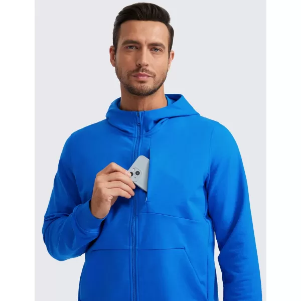 CRZ YOGA Mens Cotton Zipup Hoodie Thick Terry Essentials Athletic Casual Hoodies Zip Hooded Jackets Sweatshirt with PocketsSparkle Blue