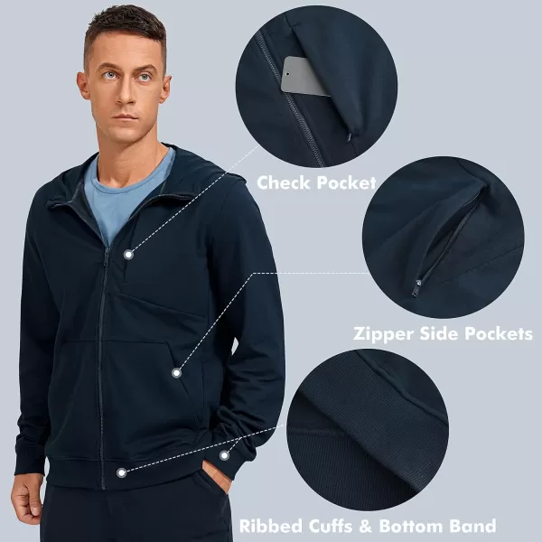 CRZ YOGA Mens Cotton Zipup Hoodie Thick Terry Essentials Athletic Casual Hoodies Zip Hooded Jackets Sweatshirt with PocketsTrue Navy