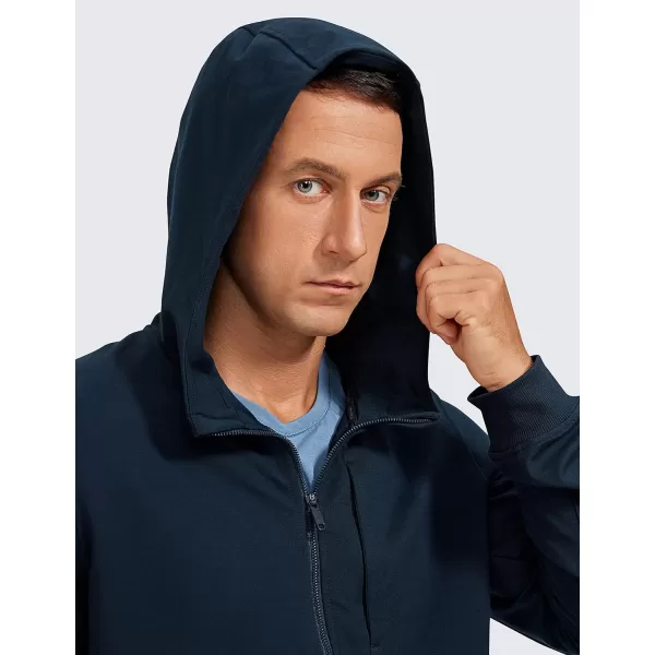 CRZ YOGA Mens Cotton Zipup Hoodie Thick Terry Essentials Athletic Casual Hoodies Zip Hooded Jackets Sweatshirt with PocketsTrue Navy