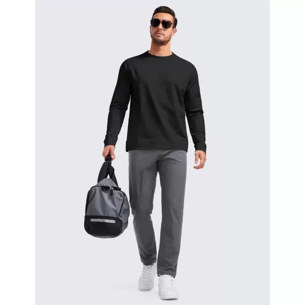 CRZ YOGA Mens Crewneck Sweatshirts French Terry Athletic Workout Sweat Shirts Casual Pullover Tops with Zipper PocketBlack