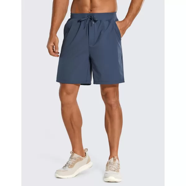 CRZ YOGA Mens FourWay Stretch Workout Shorts  79 Soft Durable Casual Athletic Shorts with Pockets Gym Running Hiking7 inches Electric Blue