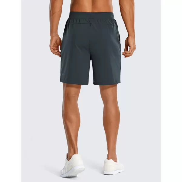 CRZ YOGA Mens FourWay Stretch Workout Shorts  79 Soft Durable Casual Athletic Shorts with Pockets Gym Running Hiking7 inches Melanite