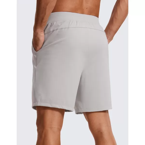 CRZ YOGA Mens FourWay Stretch Workout Shorts  79 Soft Durable Casual Athletic Shorts with Pockets Gym Running Hiking7 inches Platinum Grey