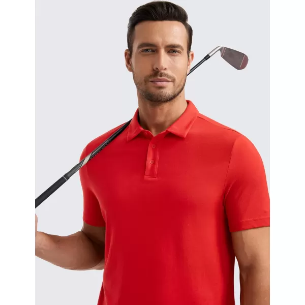 CRZ YOGA Mens Golf Polo Shirts Short Sleeve Moisture Wicking Athletic Shirt Sports Casual Pique TShirtsDark Red Raspberry