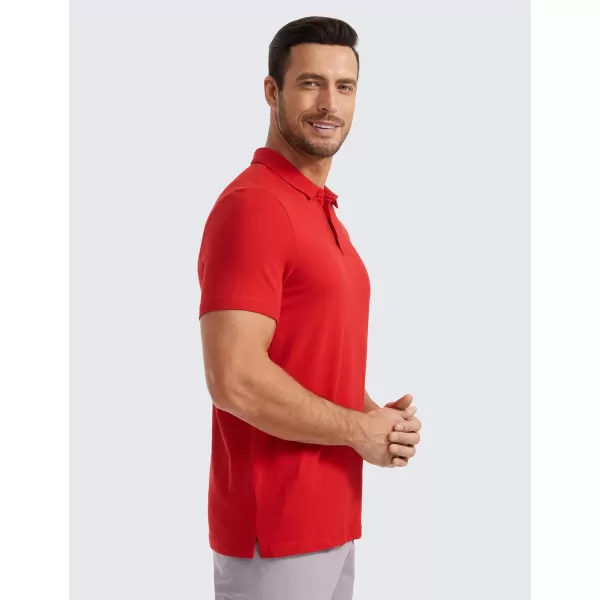 CRZ YOGA Mens Golf Polo Shirts Short Sleeve Moisture Wicking Athletic Shirt Sports Casual Pique TShirtsDark Red Raspberry