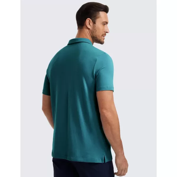 CRZ YOGA Mens Golf Polo Shirts Short Sleeve Moisture Wicking Athletic Shirt Sports Casual Pique TShirtsGreen Jade