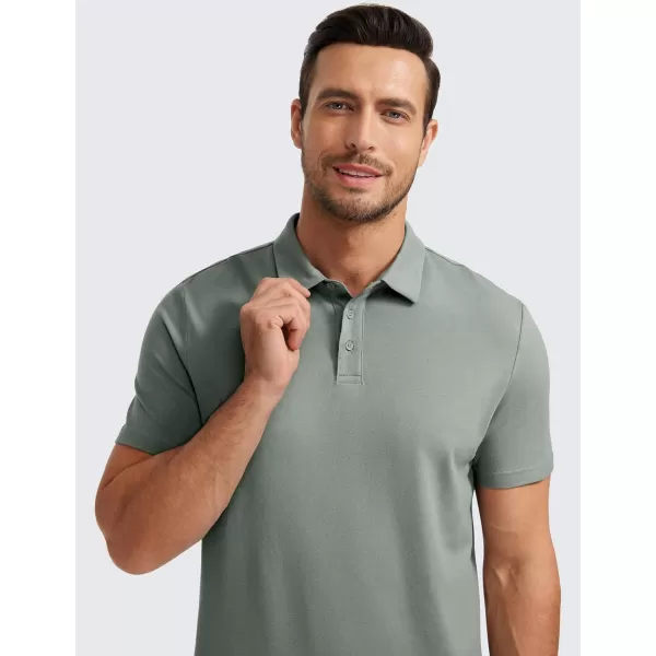 CRZ YOGA Mens Golf Polo Shirts Short Sleeve Moisture Wicking Athletic Shirt Sports Casual Pique TShirtsGrey Sage