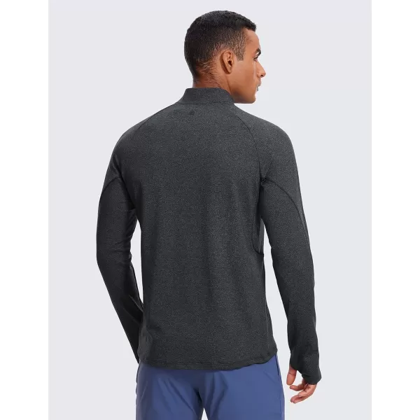 CRZ YOGA Mens Half Zip Golf Pullover Athletic Long Sleeve TShirts Mock Neck 12 Workout Running Sweatshirt with PocketBlack Heather