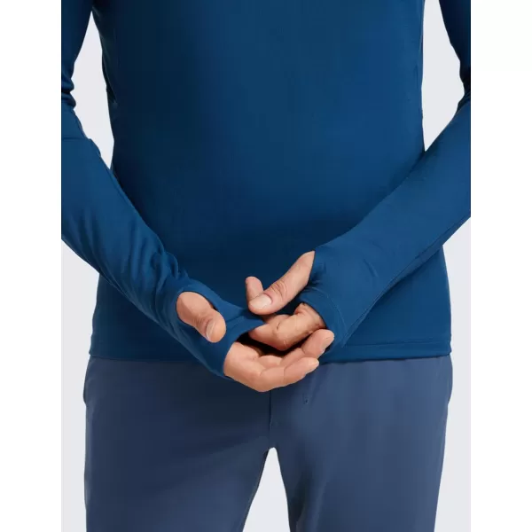 CRZ YOGA Mens Half Zip Golf Pullover Athletic Long Sleeve TShirts Mock Neck 12 Workout Running Sweatshirt with PocketFrench Navy
