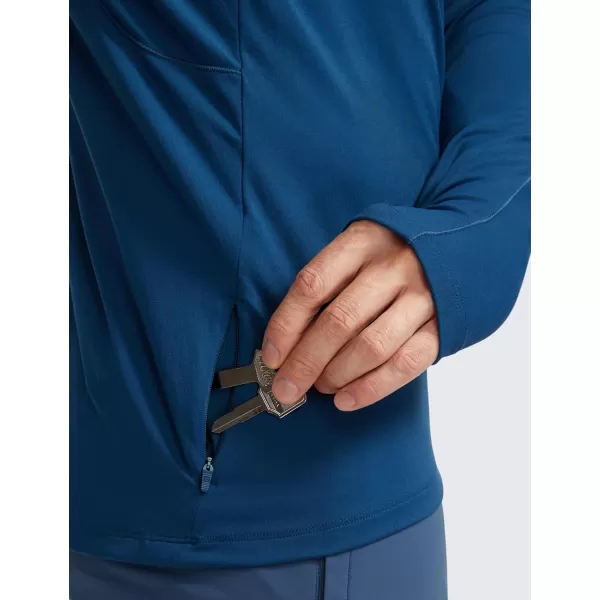 CRZ YOGA Mens Half Zip Golf Pullover Athletic Long Sleeve TShirts Mock Neck 12 Workout Running Sweatshirt with PocketFrench Navy