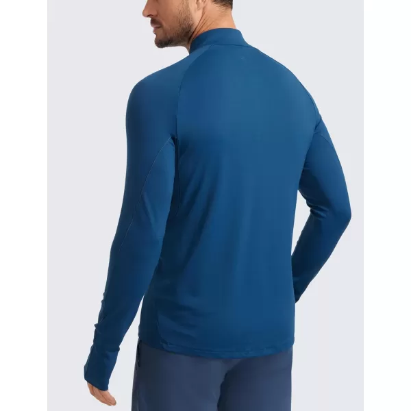 CRZ YOGA Mens Half Zip Golf Pullover Athletic Long Sleeve TShirts Mock Neck 12 Workout Running Sweatshirt with PocketFrench Navy