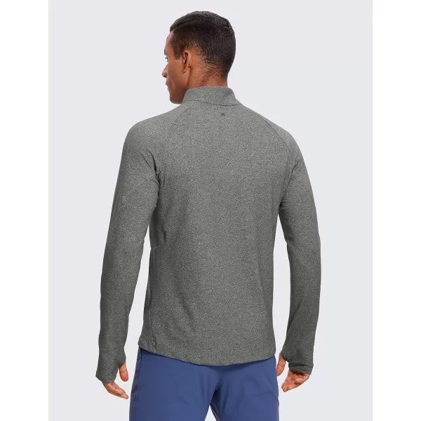 CRZ YOGA Mens Half Zip Golf Pullover Athletic Long Sleeve TShirts Mock Neck 12 Workout Running Sweatshirt with PocketGrey Heather