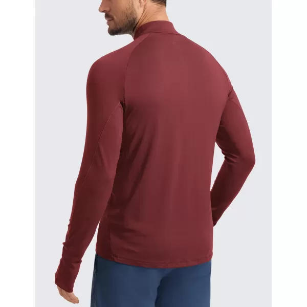 CRZ YOGA Mens Half Zip Golf Pullover Athletic Long Sleeve TShirts Mock Neck 12 Workout Running Sweatshirt with PocketNoctilucence Red