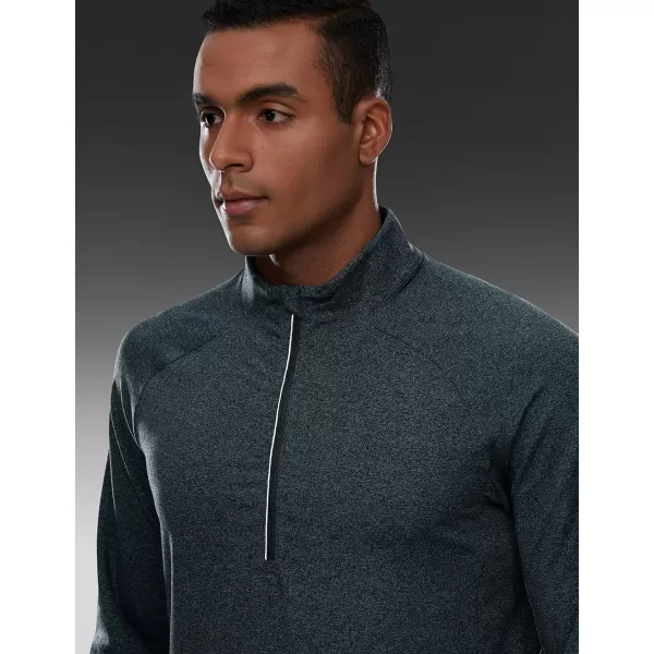 CRZ YOGA Mens Half Zip Golf Pullover Athletic Long Sleeve TShirts Mock Neck 12 Workout Running Sweatshirt with PocketRoyal Blue Heather