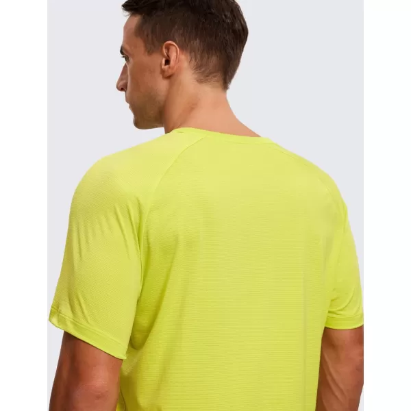 CRZ YOGA Mens Lightweight Athletic TShirts Moisture Wicking Running Workout Shirt Short Sleeve Gym TopsLuminous Yellow