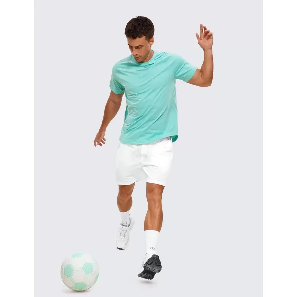 CRZ YOGA Mens Lightweight Athletic TShirts Moisture Wicking Running Workout Shirt Short Sleeve Gym TopsTropical Mint Green