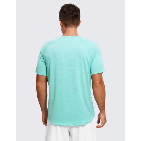 CRZ YOGA Mens Lightweight Athletic TShirts Moisture Wicking Running Workout Shirt Short Sleeve Gym TopsTropical Mint Green