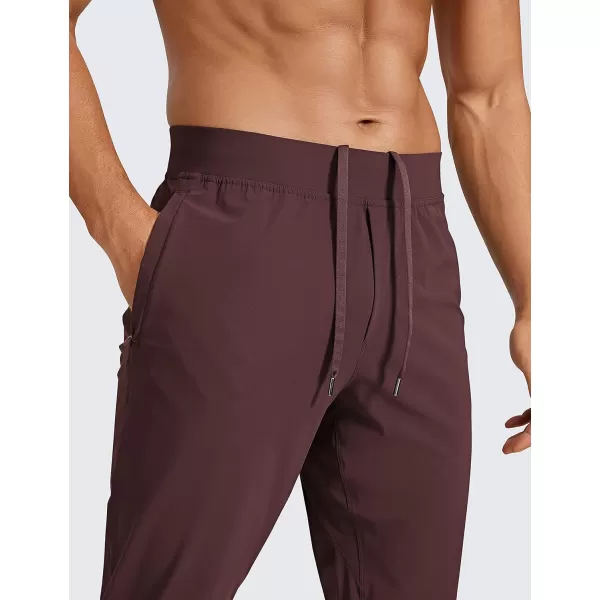 CRZ YOGA Mens Lightweight Joggers Pants  29 Quick Dry Workout Pants Track Running Gym Athletic Pants with Zipper PocketsDark Red