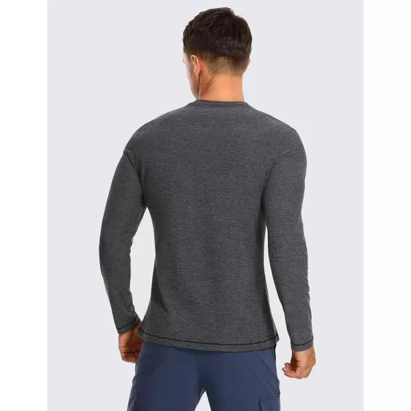 CRZ YOGA Mens Lightweight Long Sleeve TShirts Slim Fit Crew Neck Quick Dry Soft Athletic Workout Tee TopsCharcoal Heather