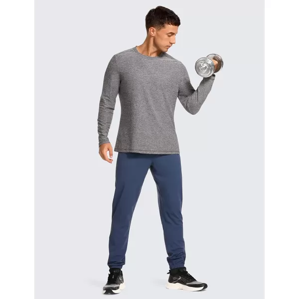 CRZ YOGA Mens Lightweight Long Sleeve TShirts Slim Fit Crew Neck Quick Dry Soft Athletic Workout Tee TopsPlatinum Heather