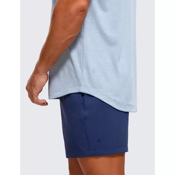 CRZ YOGA Mens Lightweight Short Sleeve TShirt Quick Dry Workout Running Athletic Tee Shirt TopsChambray Blue Heather
