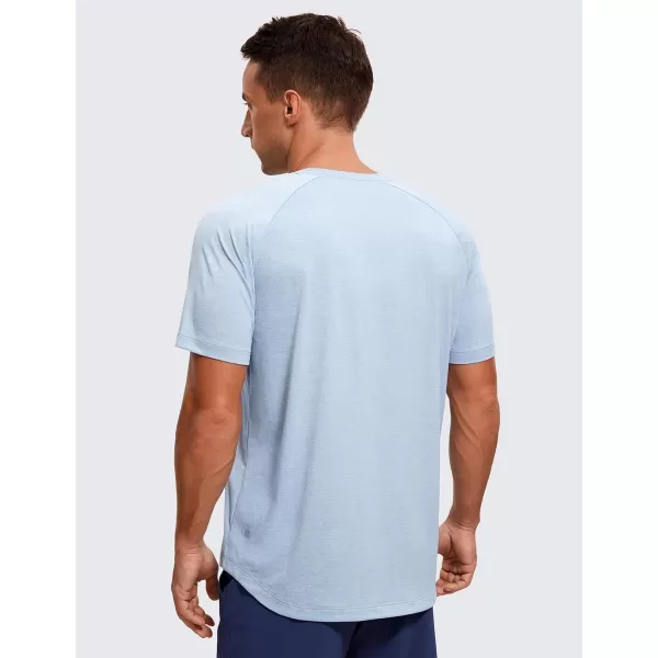 CRZ YOGA Mens Lightweight Short Sleeve TShirt Quick Dry Workout Running Athletic Tee Shirt TopsChambray Blue Heather