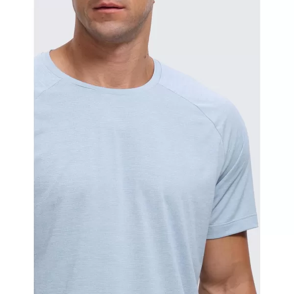 CRZ YOGA Mens Lightweight Short Sleeve TShirt Quick Dry Workout Running Athletic Tee Shirt TopsChambray Blue Heather