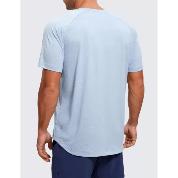 CRZ YOGA Mens Lightweight Short Sleeve TShirt Quick Dry Workout Running Athletic Tee Shirt TopsChambray Blue Heather