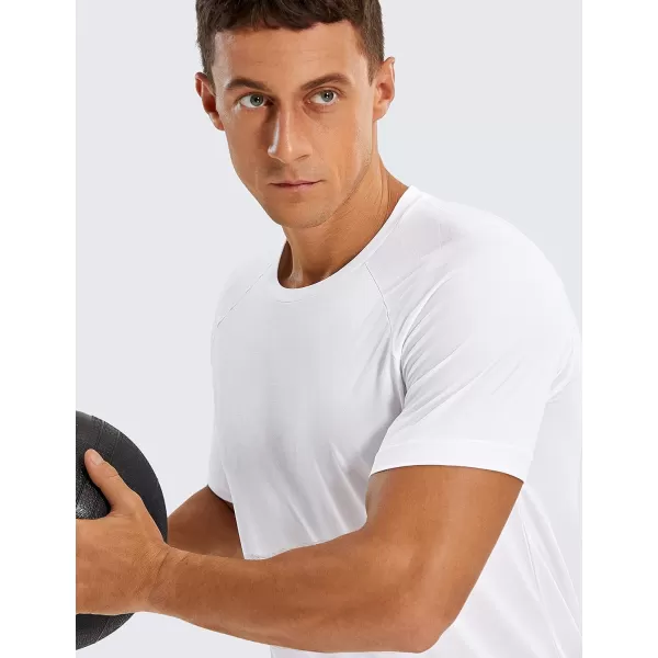 CRZ YOGA Mens Lightweight Short Sleeve TShirt Quick Dry Workout Running Athletic Tee Shirt TopsWhite