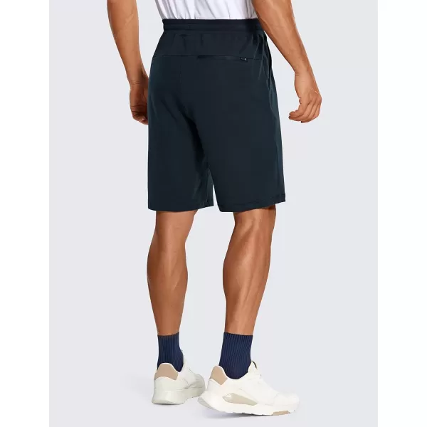 CRZ YOGA Mens Lightweight Sweat Shorts 9 Inches Long Comfy Cotton Jersey Shorts Pockets Casual Lounge Gym Workout AthleticTrue Navy