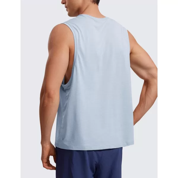 CRZ YOGA Mens Lightweight Tank Tops Quick Dry Sleeveless Athletic Running Workout Top Muscle Tee ShirtsChambray Blue Heather