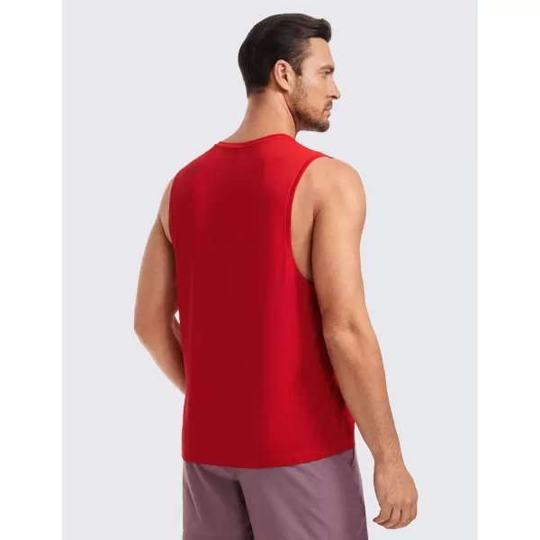 CRZ YOGA Mens Lightweight Tank Tops Quick Dry Sleeveless Athletic Running Workout Top Muscle Tee ShirtsDark Red Raspberry