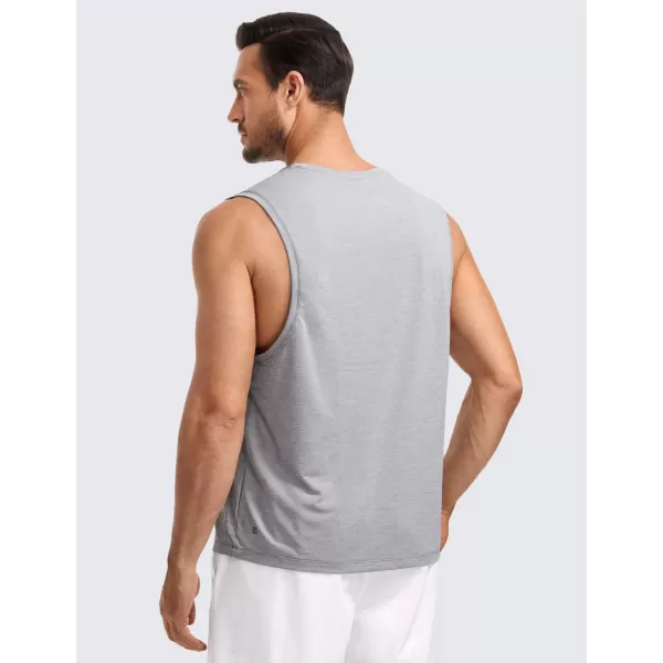 CRZ YOGA Mens Lightweight Tank Tops Quick Dry Sleeveless Athletic Running Workout Top Muscle Tee ShirtsLight Gray Heather