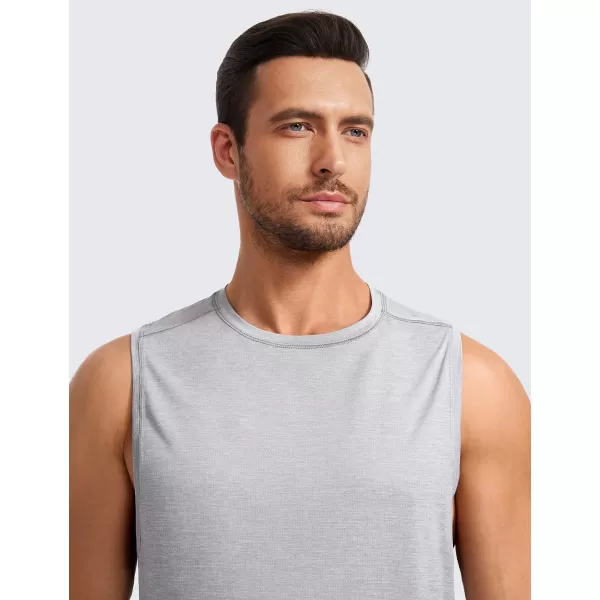 CRZ YOGA Mens Lightweight Tank Tops Quick Dry Sleeveless Athletic Running Workout Top Muscle Tee ShirtsLight Gray Heather