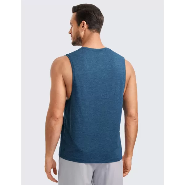 CRZ YOGA Mens Lightweight Tank Tops Quick Dry Sleeveless Athletic Running Workout Top Muscle Tee ShirtsOcean Blue Heather